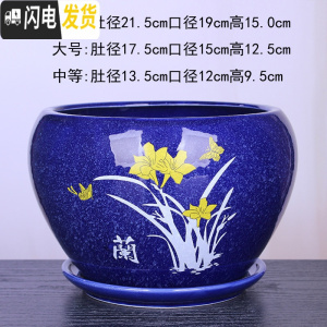 三维工匠苹果型花盆陶瓷大号绿植绿萝花盆创意个性室内阳台兰花盆 苹果.蓝雪兰 特大花盆容器