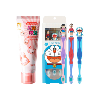 兔头妈妈 哆啦A梦儿童抗糖防蛀果味牙膏(草莓味)60g+3支牙刷