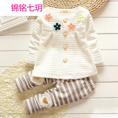锦铭七玥0-1-2-3岁半女童秋装长袖女宝宝春装婴儿套装两件套一件代发小花