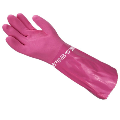 洗碗手套防水橡胶加绒加厚棉保暖洗衣服胶皮乳胶厨房耐用洗车家务特厚一体绒3双装粉色L