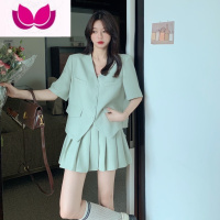 七斓大码女装2023夏装新款显瘦遮肉穿搭一整套胖mm高级感西装套装