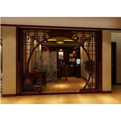 苏宁放心购中式仿古实木花格拱形月洞月亮电视书房客厅背景墙玄关装饰