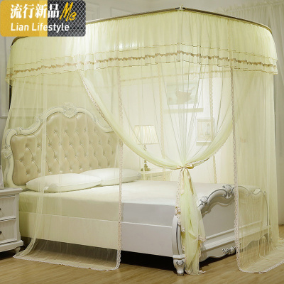 新款宫廷落地u型轨道导轨网红ins蚊帐1.5m1.8m床家用加密加厚 三维工匠