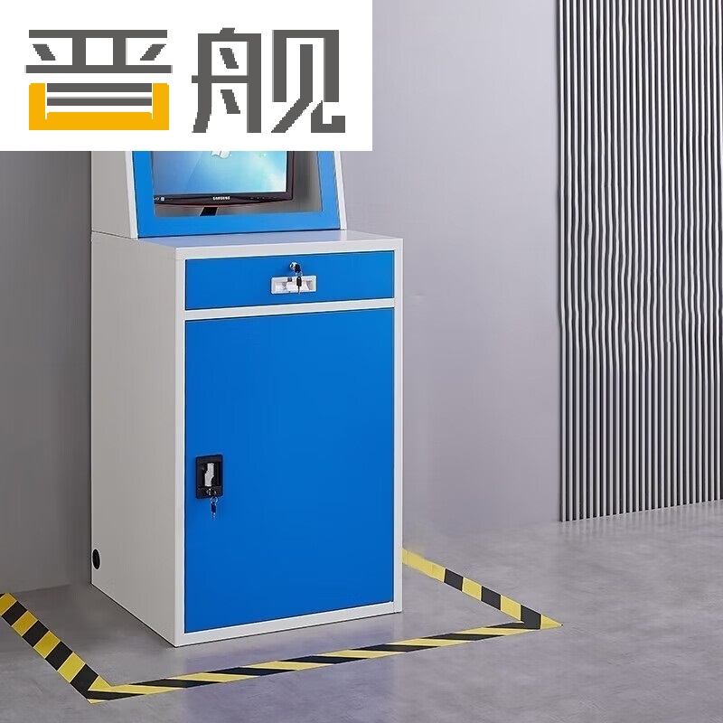 晋舰PC工业电脑监控机箱柜机一体机网络柜工业机柜 蓝白-不带轮组装款