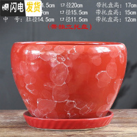 三维工匠花盆陶瓷大号特大带托盘绿萝创意家用吊兰个性多肉小花盆 S1CZ-红大理石纹单个 特大花盆容器