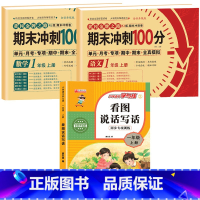 [全3册]语数试卷+看图写话 小学一年级 [正版]一年级试卷测试卷全套语文数学上册期末冲刺100分小学1上学期卷子同步训