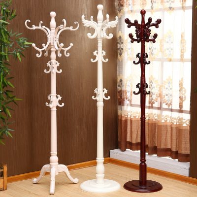 欧式实木衣帽架卧室落地家用挂衣架现代简约移动组装厅衣服架子