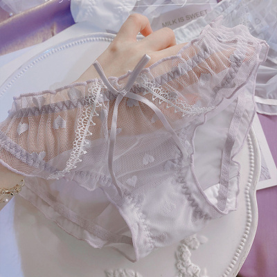 日系内裤女性感迷人蕾丝夏季薄款透气可爱软糯棉档美少女三角裤威珺