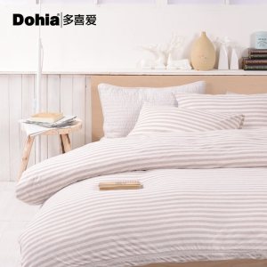 美帮汇家纺床上用品被套单件装多色可选简约条格被袋