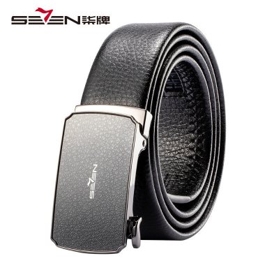 #Q#柒牌秋冬男士自动扣皮带时尚荔枝纹腰带正装西装百搭商务裤带