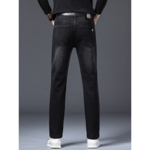 秋季新款黑色简约商务休闲百搭弹力小直筒欧版牛仔裤