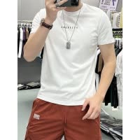 欧货夏季新款青年短袖印花字母圆领体恤修身潮流透气丝光棉男上衣