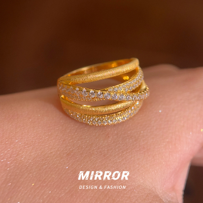 925纯银多层闪亮拉丝戒指女指环尾戒个性创意轻奢潮约7g BCJ3303送女朋友老婆情人节七夕生日礼物