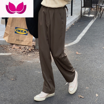 七斓韩版设计纯色男生百搭流行宽松潮流直筒西裤修身坠感休闲裤