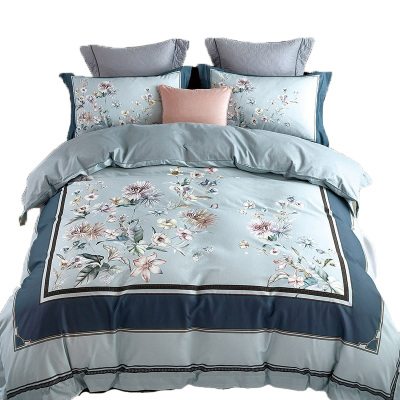 天琴床品四件套245*250cm柔软舒适魅蓝60玉锦长绒棉TQ-T124