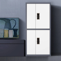 易企采 钢制加厚电子保密柜指纹密码文件柜办公财务资料柜带轮保险箱矮柜灰白色款