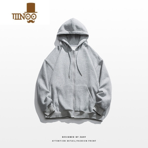 YANXU阿美咔叽纯色秋季男款潮牌oversize街头宽松百搭开衫卫衣拉链外套