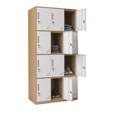 景福达储物柜咖白十二门90*45*185cm台