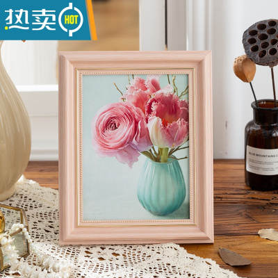 敬平美式复古7寸8寸10寸相框摆台照片框相册架16寸20寸8k画框装裱挂墙 复古粉红色 5寸[8.9*12.9厘米]横竖