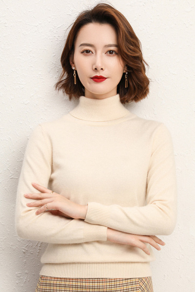秋季新款高领毛衣女修身长袖套头纯色打底衫女大码针织衫