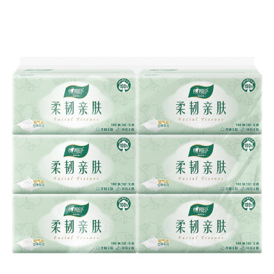 心相印云感柔韧亲肤三层100抽6包塑装抽纸(6包*1提)