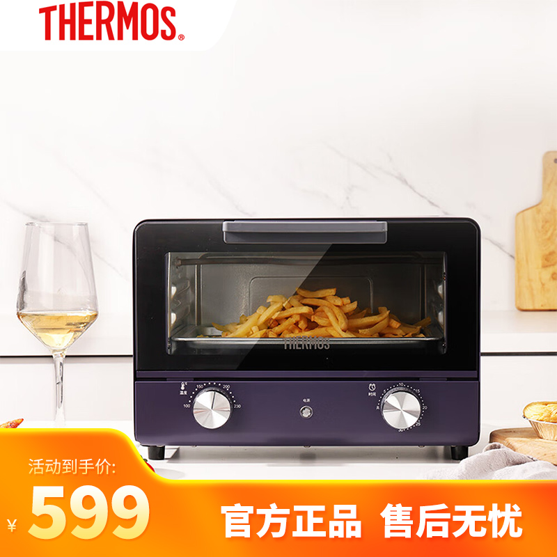 THERMOS电烤箱家用小型多功能大容量大功率可视外观广域控温操作简单专业烘焙易操作 黛紫色 12L EHA-5119A