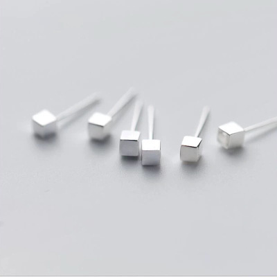 迷你小巧方块耳钉S999纯银个性气质百搭耳环夏季高级感耳饰品批发送女朋友老婆情人节七夕生日礼物