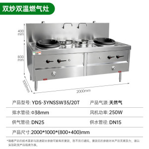 意黛斯(YIDAISI) 商用燃气大锅灶电磁猛火 双头单尾 YDS-YNSW30/18T天然气