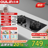 欧琳(OULIN)燃气灶家用 天然气双灶具5.2KW大火力加厚钢化玻璃面板聚能盘燃气灶E3005B