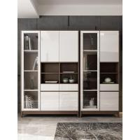 森美人北欧落地实木脚书柜书架置物架文件柜 简约家用玻璃收纳柜书橱