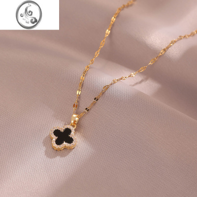 JiMi四叶草项链2023年新款女潮高级设计感小众气质锁骨链百搭毛衣吊坠