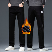牛仔裤男士秋冬宽松直筒新款冬季潮牌弹力加绒休闲长裤子