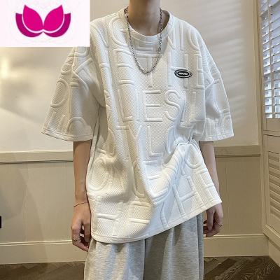 七斓美式短袖男夏季宽松百搭潮流t恤男高街300g上衣港风潮牌衣服