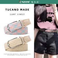 啄木鸟皮带女士2025新款帆布编织松紧弹力针扣学生懒人牛仔裤腰带