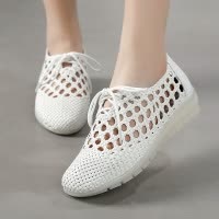 编织女妈妈镂空洞洞凉鞋女平底透气防滑女鞋休闲复古单鞋夏季