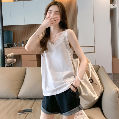 [1折价19.9元,叠加优惠券]夏季背心女合体套头无袖净色竹节上衣简约时尚百搭潮