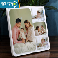 敬平儿童宝宝照片摆台组合拼图相框定制带相框来图定做全家福影楼相册 一大三小 45X45厘米