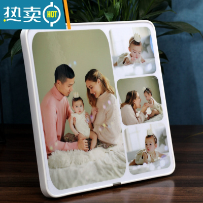 敬平儿童宝宝照片摆台组合拼图相框定制带相框来图定做全家福影楼相册 一大三小 45X45厘米
