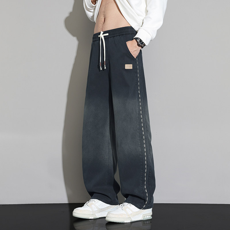 美式牛仔裤男士2026夏季新款水洗天丝直筒宽松潮牌高街休闲长裤子