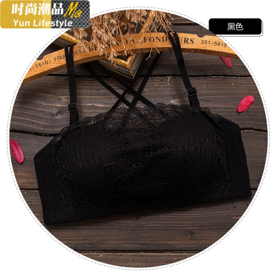 YUNWUXIN小胸加厚聚拢防走光抹胸内衣女白色无钢圈性感美背细带裹胸式文胸抹胸