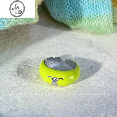 JiMi彩色滴釉戒指女小众设计独特情侣对戒ins百搭甜酷食指戒个性时尚