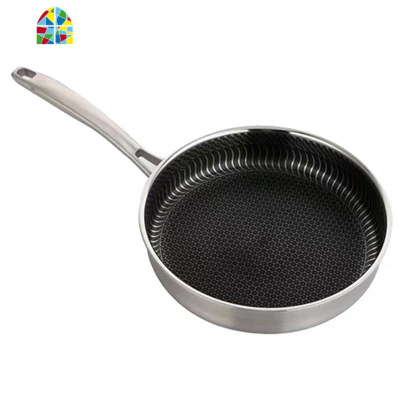 304不锈钢煎锅双面锅无涂层不生锈烙饼锅牛排锅 少油烟平底锅 FENGHOU 30cm加厚款双面屏(带盖)