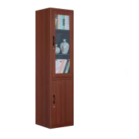 迅迈 深樱桃木450宽上玻下铁柜 文件柜 钢制铁皮柜 办公资料档案柜 带锁柜储物 矮柜木纹书柜