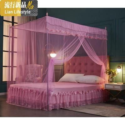 蚊帐单开1.5米床1.8m1.2床学生宿舍不绣钢支架方顶落地加密加厚 三维工匠