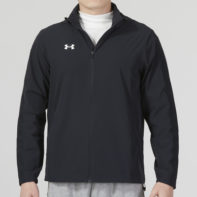 安德玛(Under Armour)外套男装新款防风连帽健身训练跑步运动透气宽松夹克22500408-001 ZP