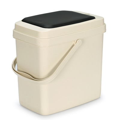 常生源茶渣桶功夫茶具配件塑料方形按键弹盖带过滤网排水垃圾桶废水桶米色茗余茶桶