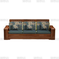 洛泰远 LTY4022931 中式胡桃木实木沙发 三人位