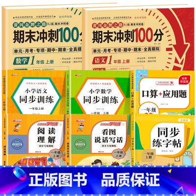 [全8册]语数试卷+语数同步训练+阅读理解+看图写话+同步练字帖+口算应用题 小学一年级 [正版]一年级试卷测试卷全套语