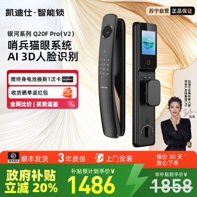 凯迪仕Q20FProV2智能锁家用3D人脸识别指纹锁猫眼监控密码锁