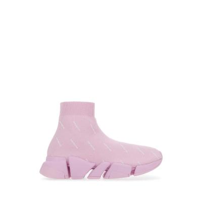 巴黎世家(Balenciaga)粉色徽标圆头套脚弹力聚酯纤维休闲运动跑步